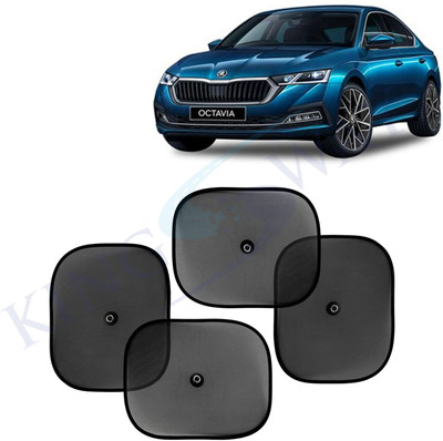 Kingsway Side Window, Rear Window, Windshield Sun Shade For Skoda Octavia(Black)