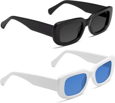 Elligator Cat-eye, Retro Square, Oval, Round Sunglasses(For Men & Women, Black, Blue)