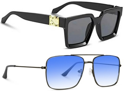 Reyda Retro Square Sunglasses(For Men & Women, Blue)