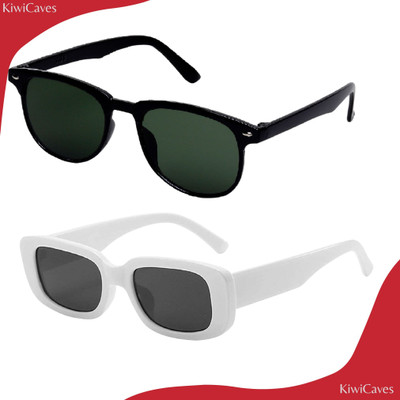 KiwiCaves Rectangular Sunglasses(For Men & Women, Black)