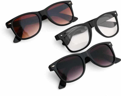 Wayfarer Sunglasses(For Men, Black, Brown, Clear)