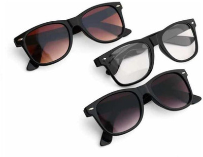 Wayfarer Sunglasses(For Men & Women, Black, Brown, Clear)