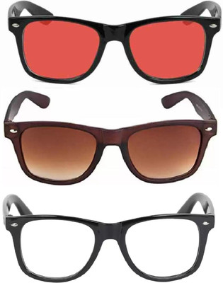 David Martin Wayfarer Sunglasses(For Men, Red, Brown, Clear)