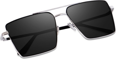 Legend Eyewear Rectangular, Retro Square Sunglasses(For Men & Women, Black)