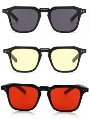 David Martin Wayfarer Sunglasses(For Men & Women, Black, Yellow, Red)