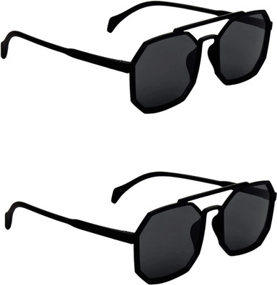 Round Sunglasses(For Men & Women, Black, Black)