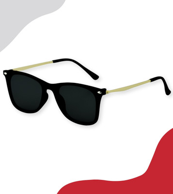 KiwiCaves Rectangular Sunglasses(For Men & Women, Black)
