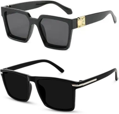AR Cool Retro Square Sunglasses(For Men & Women, Black)
