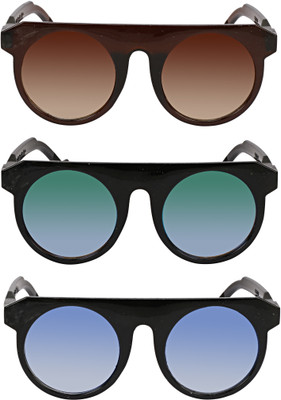Round Sunglasses(For Men, Blue, Green, Brown)