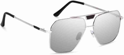 peter india Aviator, Retro Square Sunglasses(For Men & Women, Silver)