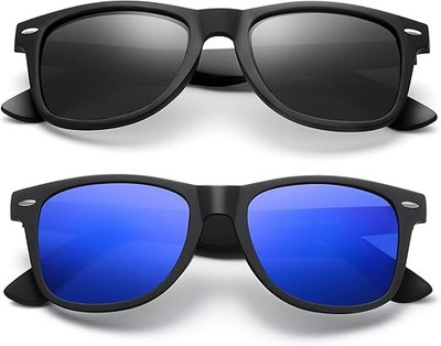 Wayfarer Sunglasses(For Men & Women, Blue, Black)