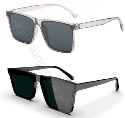 New Specs Retro Square, Retro Square Sunglasses(For Men & Women, Black)