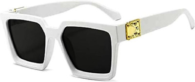 Shaah Collection Rectangular Sunglasses(For Men & Women, Black)