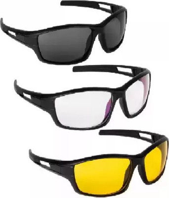 David Martin Sports Sunglasses(For Men & Women, Black, Yellow, Clear)