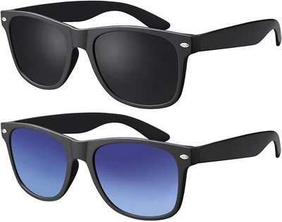 Wayfarer Sunglasses(For Men & Women, Black, Blue)