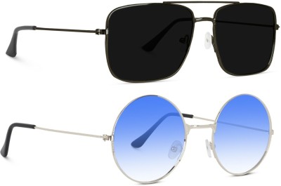 Reyda Round Sunglasses(For Men & Women, Blue)