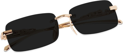 DKERAOD Rectangular, Retro Square Sunglasses(For Men & Women, Black)