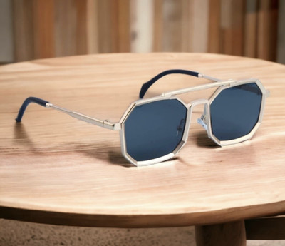 Zadinga Retro Square Sunglasses(For Men & Women, Black)