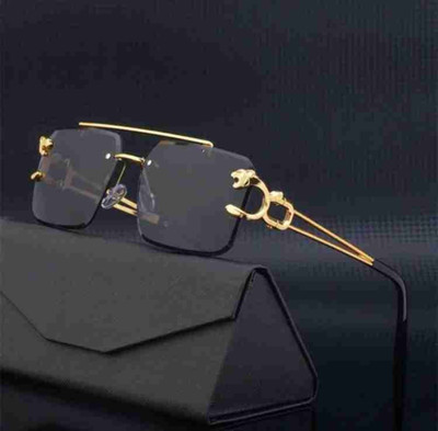 peter india Rectangular Sunglasses(For Men & Women, Black)