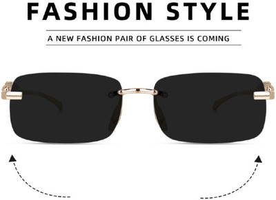 ALFATOORE Rectangular Sunglasses(For Men & Women, Black)