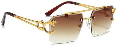 DKERAOD Rectangular Sunglasses(For Men & Women, Brown)