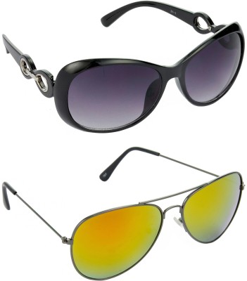 Over-sized Sunglasses(For Men, Grey, Yellow)