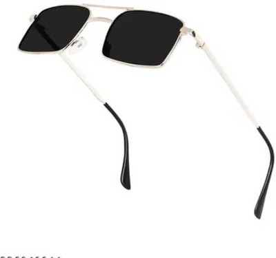 New Specs Rectangular Sunglasses(For Men & Women, Black)