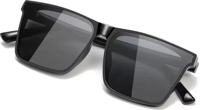 Zienz Retro Square Sunglasses(For Men & Women, Black)