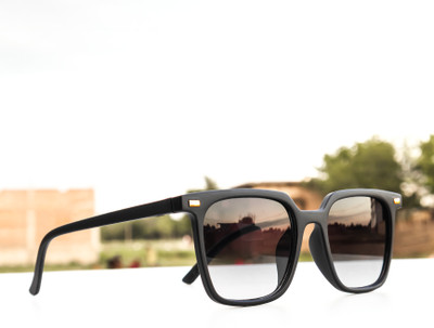 jiebo Rectangular Sunglasses(For Men & Women, Black)