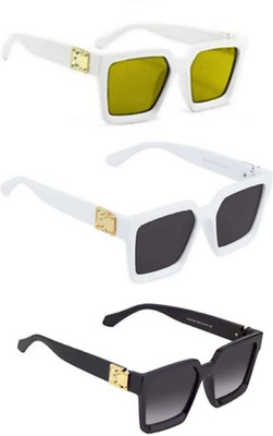 AR Cool Rectangular Sunglasses(For Men & Women, Black)