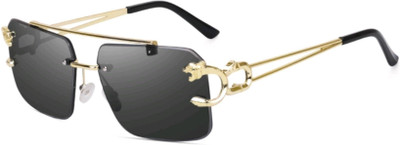 peter india Rectangular Sunglasses(For Men & Women, Black)