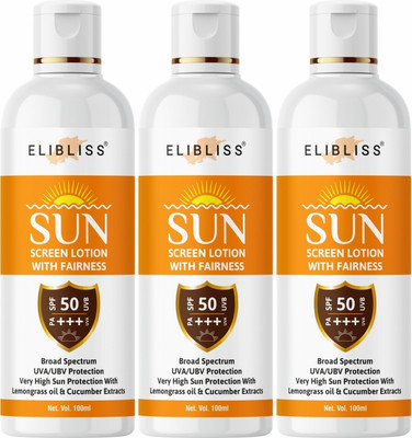 ELIBLISS Sun Expert Ultra Matte Lotion - SPF 50 PA+++ for All Skin Pack of 3 - SPF 50 PA+++(300 ml)