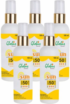 Globus Remedies Sunscreen - SPF 50 PA+++ Sunscreen Lotion, Set of 5(500 ml)
