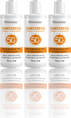 Peezons Sunscreen - SPF Lotion 50+ PA+++ Lightweight Gel Sunscreen| For Men & Women - SPF SPF 50 PA+++ PA+++(100 g)