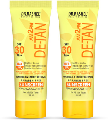 DR.RASHEL Sunscreen - SPF 30 PA++ De-Tan Sunscreen Ultra Defense SPF 30 PA++ Cucumber & Carrot Extract(200 ml)