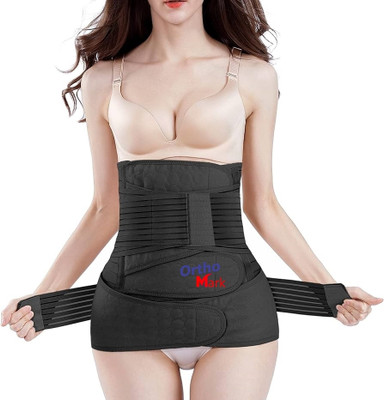 OrthoMark 3 in 1 Postpartum Belt for Tummy Reduction after C section Size XXL (52-58) Inch Abdominal Belt(Black)