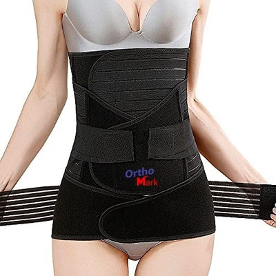 OrthoMark Abdominal Belt after delivery Postpartum Recovery Belly Binder XXL (52-58)Inch Back / Lumbar Support(Black)
