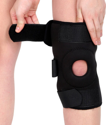 SELVA Durable Hinged Knee Brace Open Patella Knee Support(Black)
