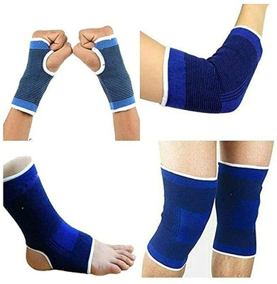 SHATMUS Combo of Ankle palm Knee Elbow Support Hand Support(Blue)
