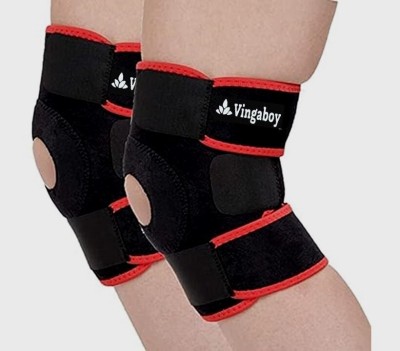 Vingaboy Knee Support Self Heating Hot Knee Belt Magnetic Therapy for Pain Relief cap Knee Support(Black, Red)