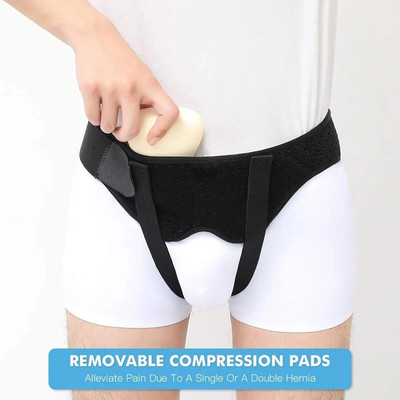 healthnode Hernia Belt for Pain Relief Support with Removable Pads & Adjustable Straps Supporter(Black)