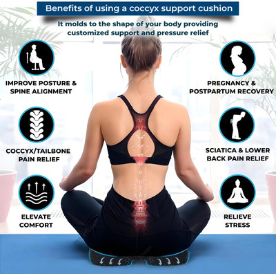ND BROTHERS Non-Slip Orthopedic Seat Cushion for Tailbone&Sciatica Pain Relief Support ND32 Back / Lumbar Support(Black)