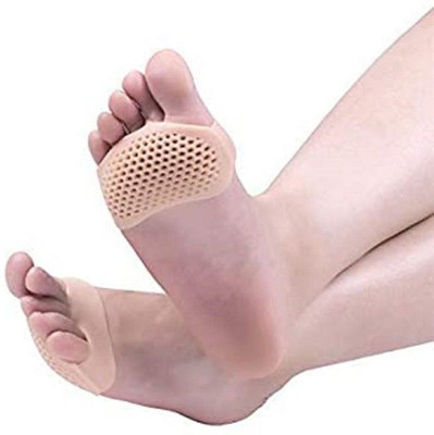 YUKI Soft Silicon Gel Half Toe Sleeve Forefoot Pads Foot Support(Beige)