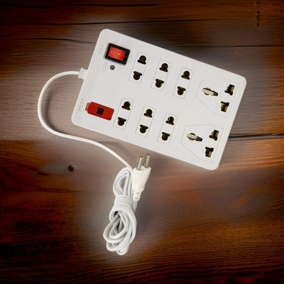 TOOLART Universal Socket and 1 Switch Power Extension Board h80 8  Socket Extension Boards(White, 2.5 m)