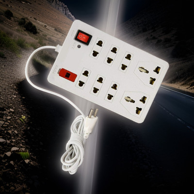 TOOLART Universal Socket and 1 Switch Power Extension Board lo95 8  Socket Extension Boards(White, 2.5 m)