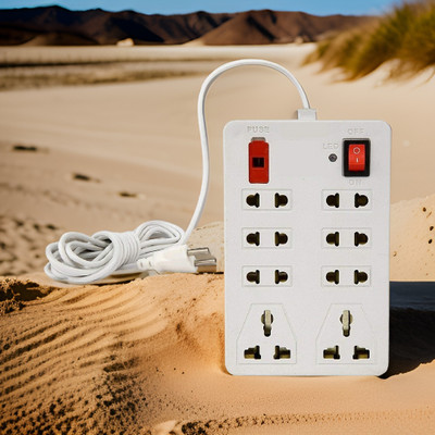 TOOLART Portable Extension Boards Rectangle-Design 4x1 4 Socket Extension Boards hr163 8  Socket Extension Boards(White, 2.5 m)