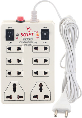 SGJET 8 SOCKET 2 SWITCHES MINI STRIP EXTENSION CORD/ EXTENSION BOARD 8  Socket Extension Boards(White, 2 m)