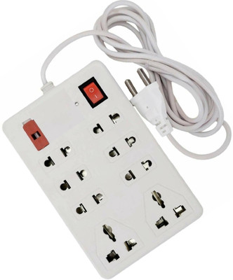 PINGA CB_4941_6 Two Pin Socket + 2 Three Pin Socket Surge Protector 8 Socket 8 Socket Extension Boards(White, 2.5 m) PINGA CB_4941_6 Two Pin Socket + 2 Three Pin Socket Surge Protector 8 Socket 8 Socket Extension Boards(White, 2.5 m)