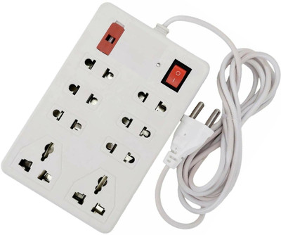 RAAMKM CB_4858_ One Plush Eight Extension Board 8 Socket Extension Boards 8  Socket Extension Boards(White, 2.5 m)