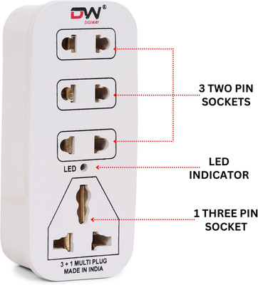 Digiway 3 + 1 Mini Multiplug , Indicator & Universal sockets(Beige) 4 Socket Extension Boards(White)